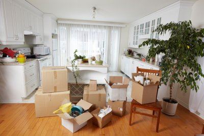 moving boxes in a living room